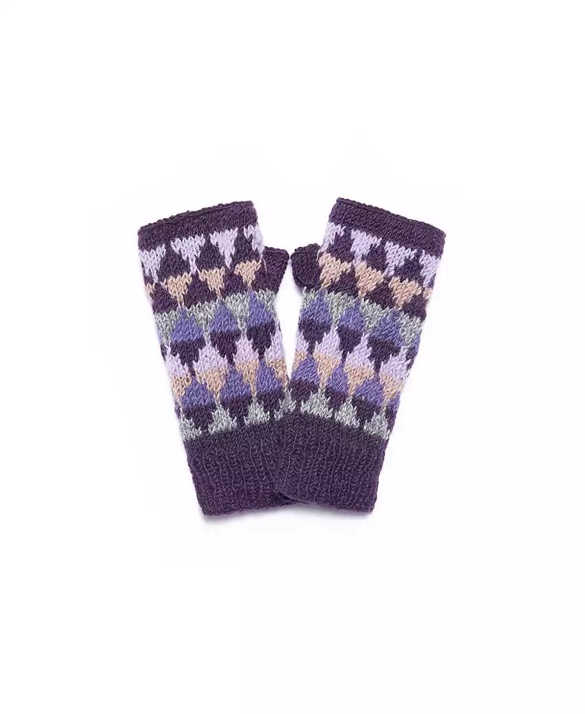 Feelgoodz Women s Artisan Hand-Knit Jaya Harlequin Wool Half Mitten