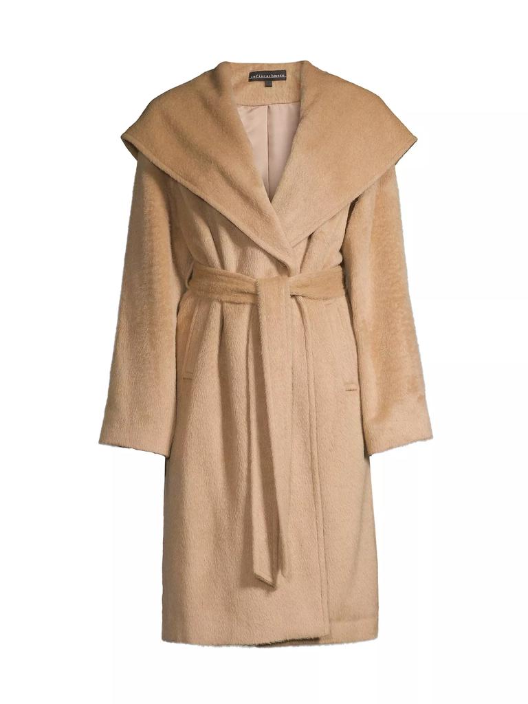 Sofia Cashmere Alpaca-Blend Hooded Wrap Coat