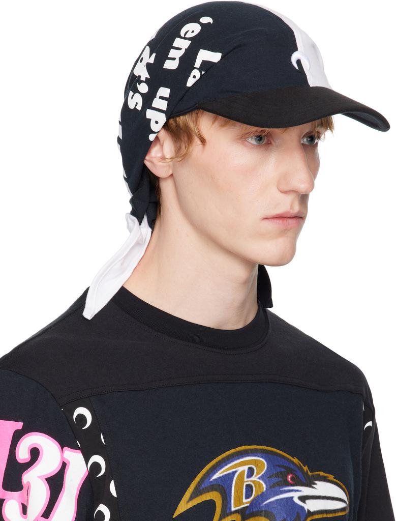 MARINE SERRE Black & White Regenerated Graphic T-Shirts Veiled Cap