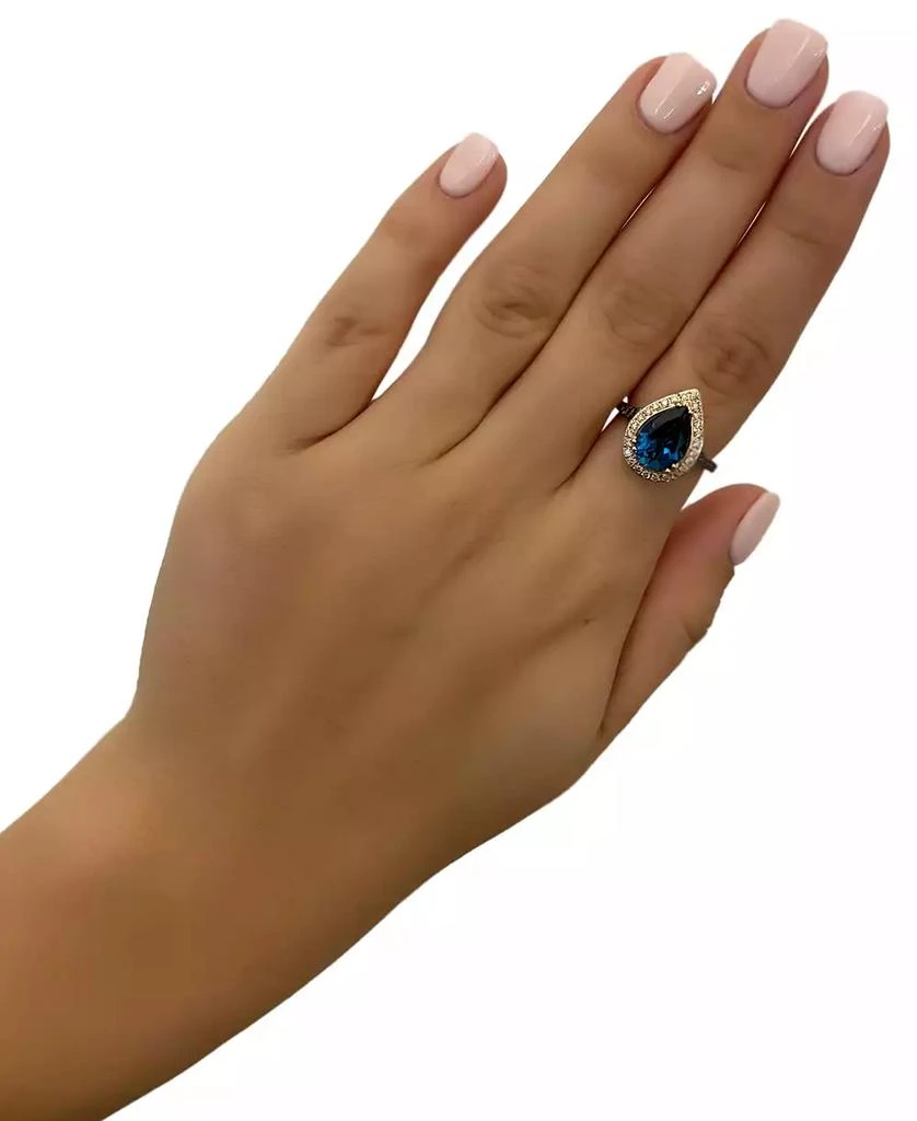 Le Vian Deep Sea Blue Topaz (3 ct. t.w.) & Diamond (3/8 ct. t.w.) Teardrop Halo Ring in 14k Rose Gold 5