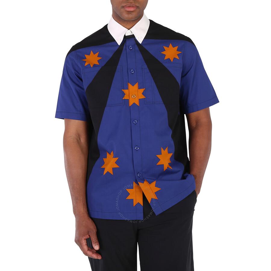 Burberry Men's Bright Navy Short-Sleeve Star Detail Shirt