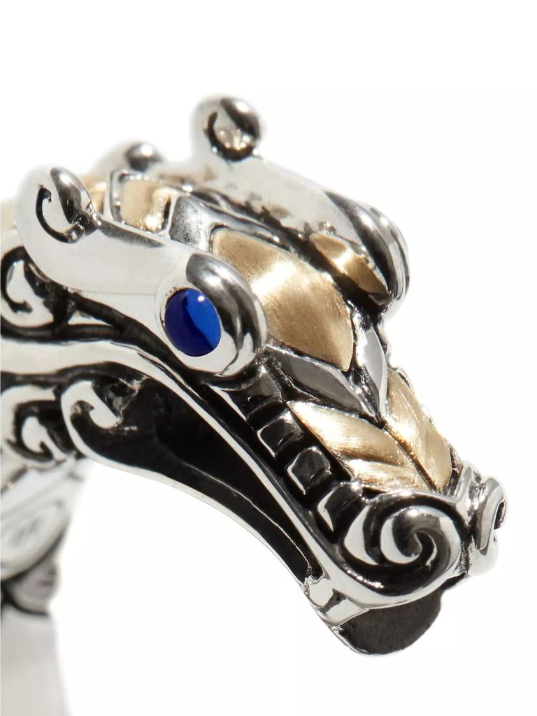 John Hardy Naga Dragon 18K Yellow Gold, Sterling Silver & Blue Sapphire Dragon Ring 6
