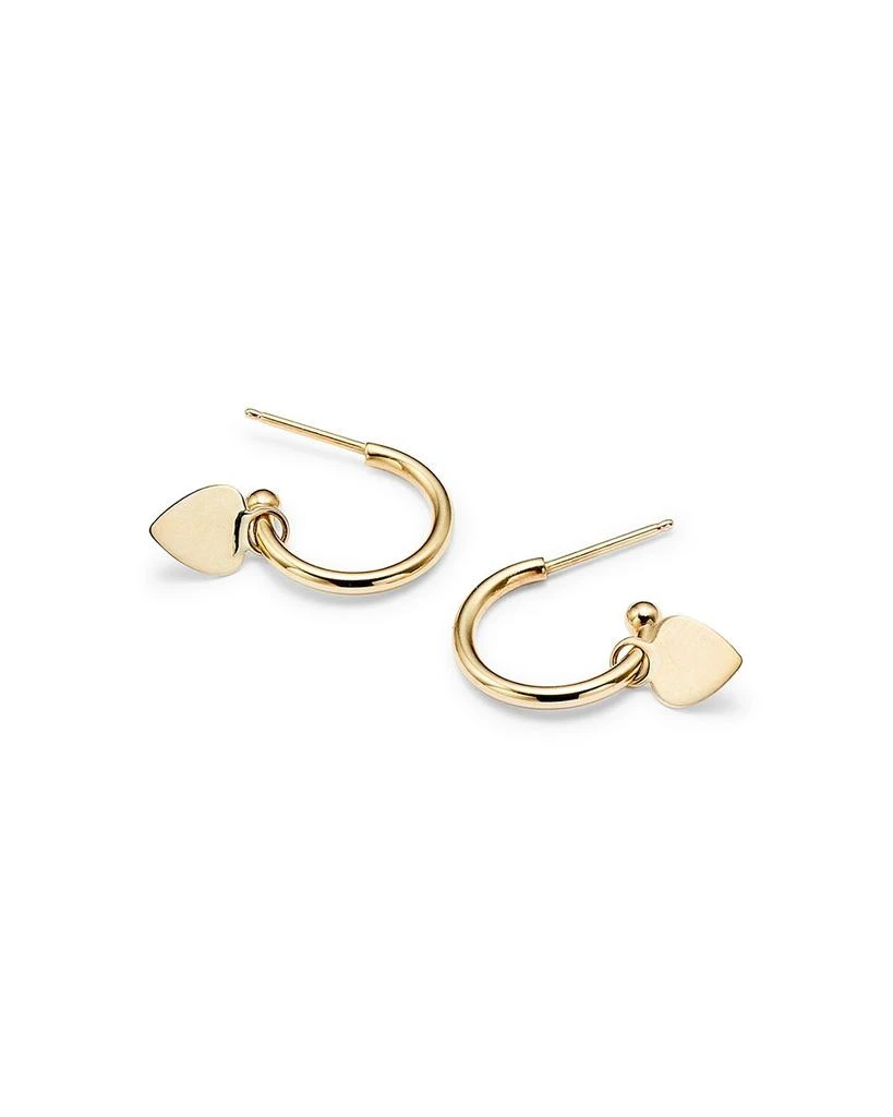 Moon & Meadow 14K Yellow Gold Small Dangling Heart Hoop Earrings - Exclusive 4