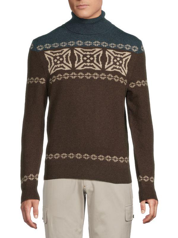 Isaia Fair Isle Turtleneck Cashmere Sweater