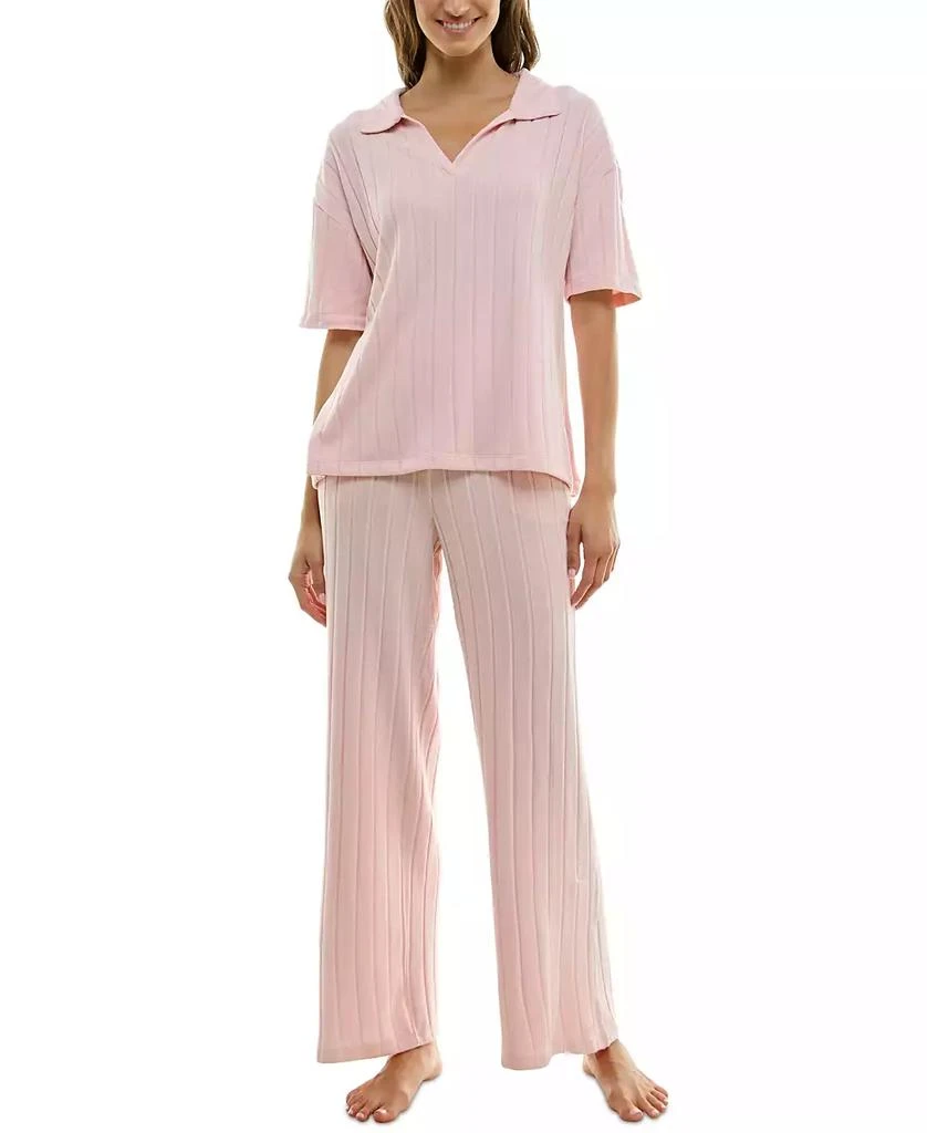 Roudelain Women's 2-Pc. Whisper Wide Rib Pajamas Set 1