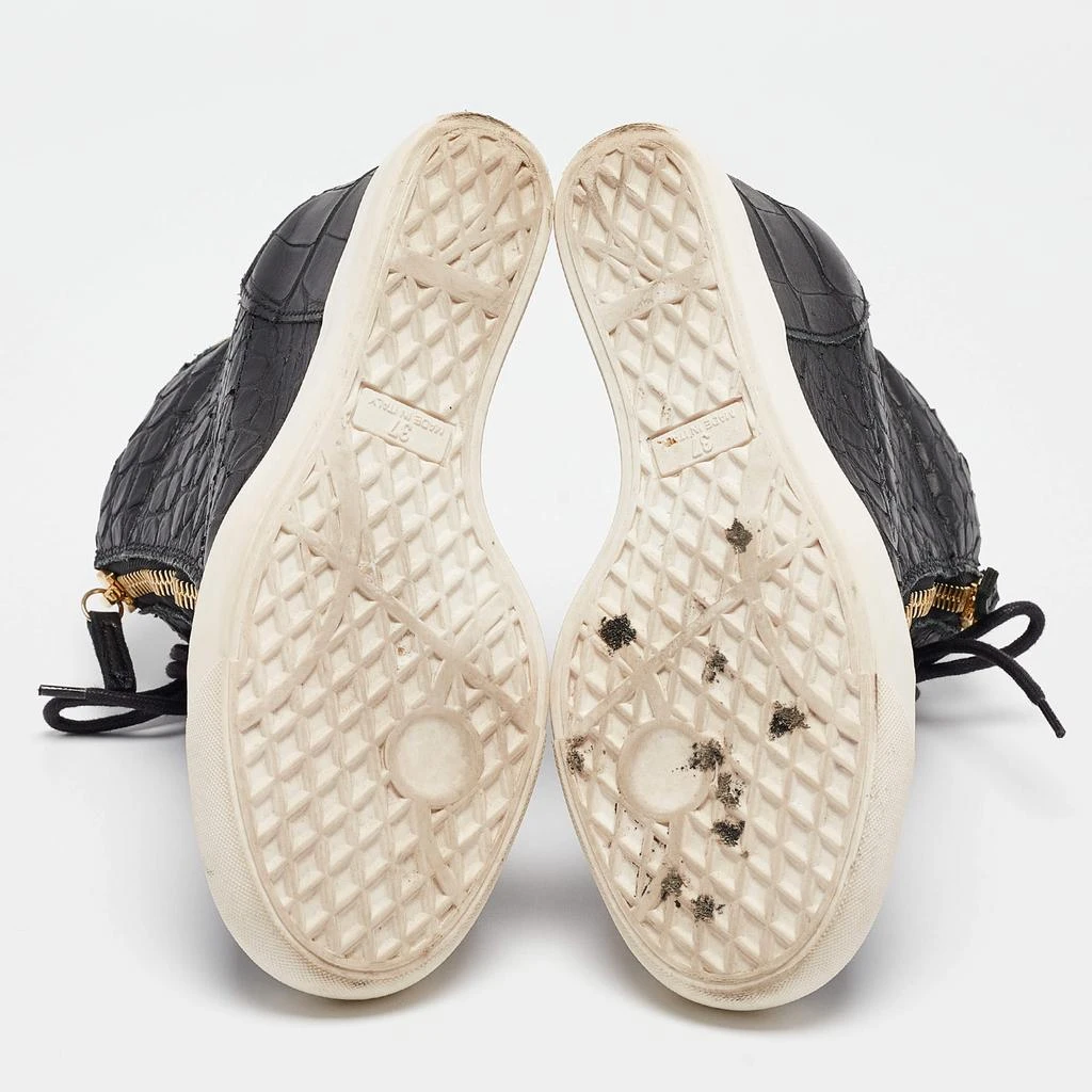 Giuseppe Zanotti Giuseppe Zanotti Black Croc Embossed Leather Double Zipper High Top Sneakers Size 37 6