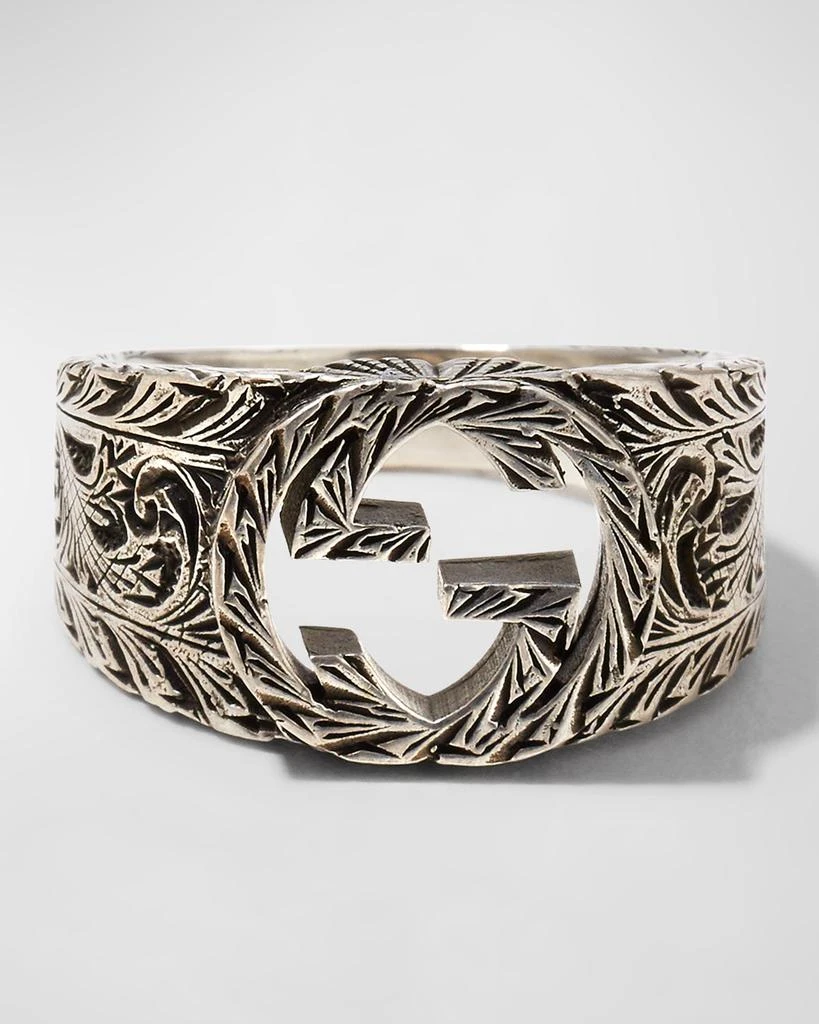 Gucci Men's Interlocking GG Sterling Silver Paisley Ring, Size 11.5 1