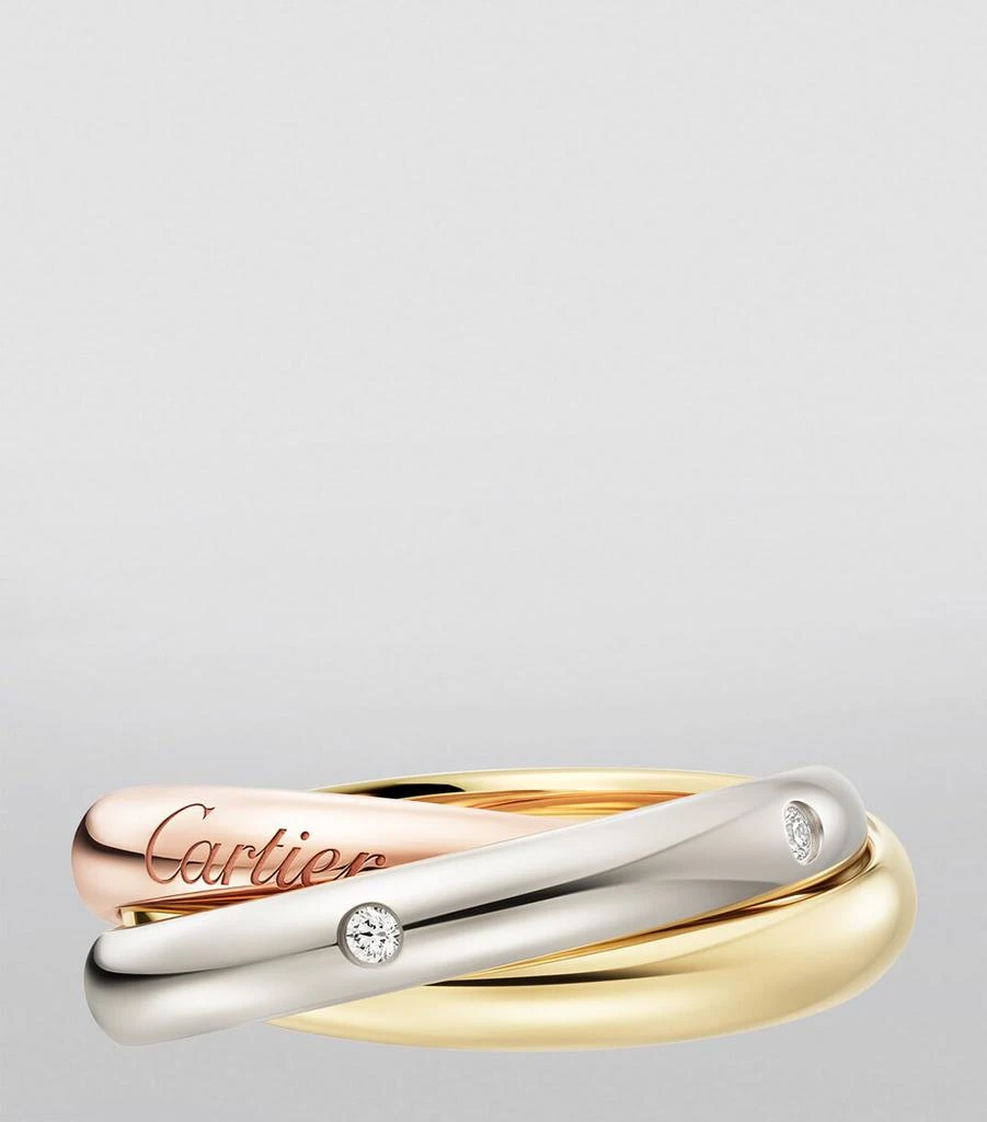 Cartier Medium White, Yellow, Rose Gold and Diamond Trinity Ring 3