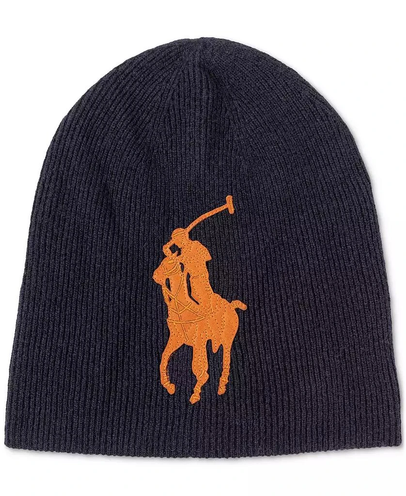 Ralph Lauren Men
s Leather Patch Beanie
