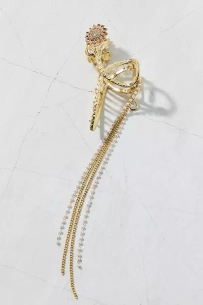 Urban Outfitters Gem Sunflower Pearl Chain Dangle Claw Clip 1