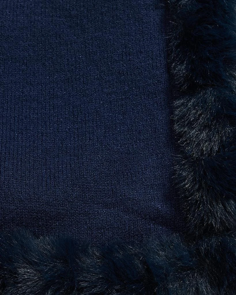 La Fiorentina Solid Wrap with Faux Fur Trim 4