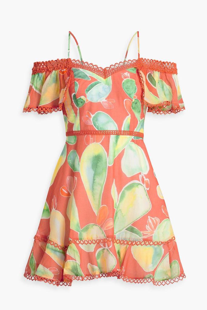 Charo Ruiz Ibiza Soria cold-shoulder printed cotton-blend voile mini dress