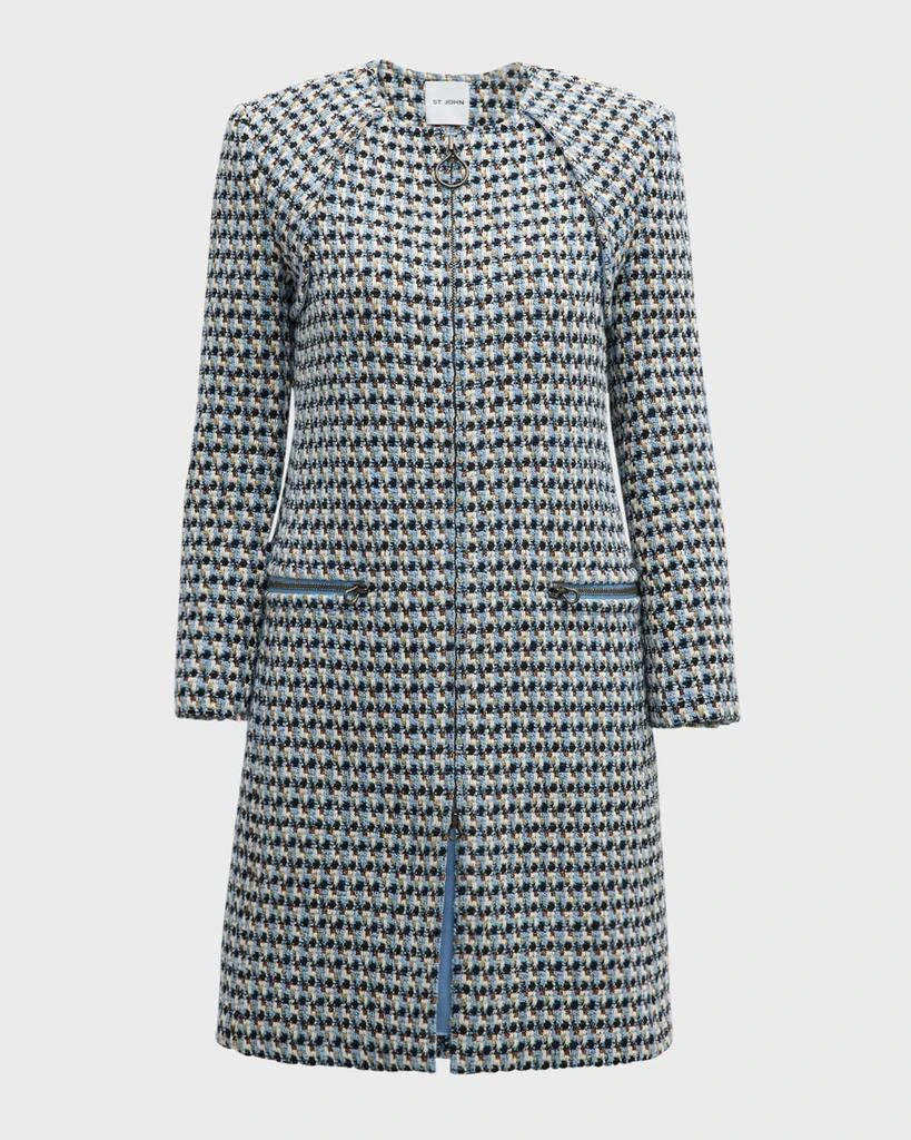 St. John Italian Textured Metallic Tweed Zip Jacket 1