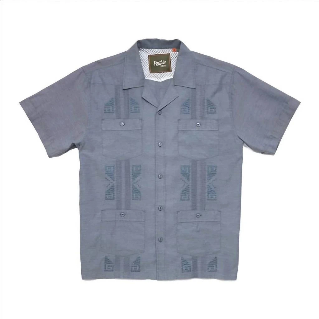 Howler Brothers Guayabera Shirt In Indigo Blue Oxford 3