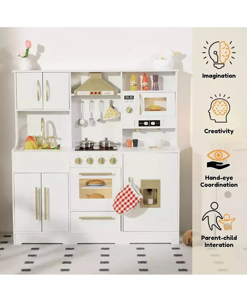 Kinder King Wooden Kids Play Kitchen, Pretend Play Kitchen Playset w/Sounds for Toddlers. 2