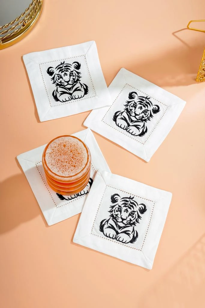 Tiramisu Little Tiger Linen Cocktail Napkins – Set of 4 2