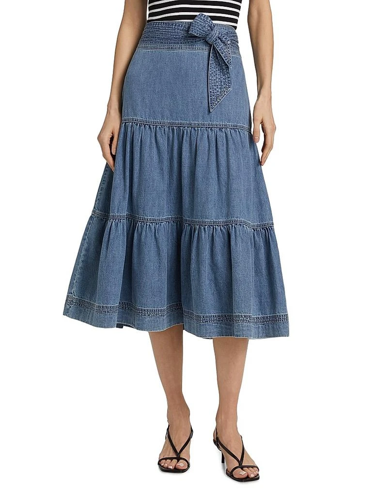 VERONICA BEARD Armida Cotton Tiered A-Line Midi-Skirt 3