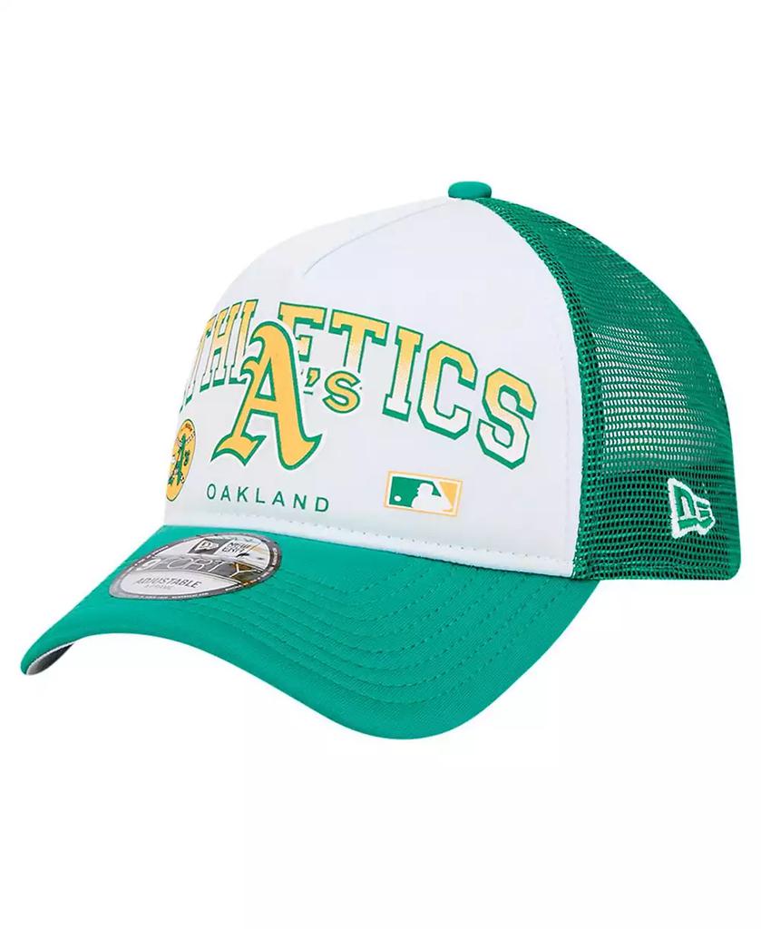 New Era Men's White Oakland Athletics Retro Wordmark 9FORTY A-Frame Trucker Adjustable Hat
