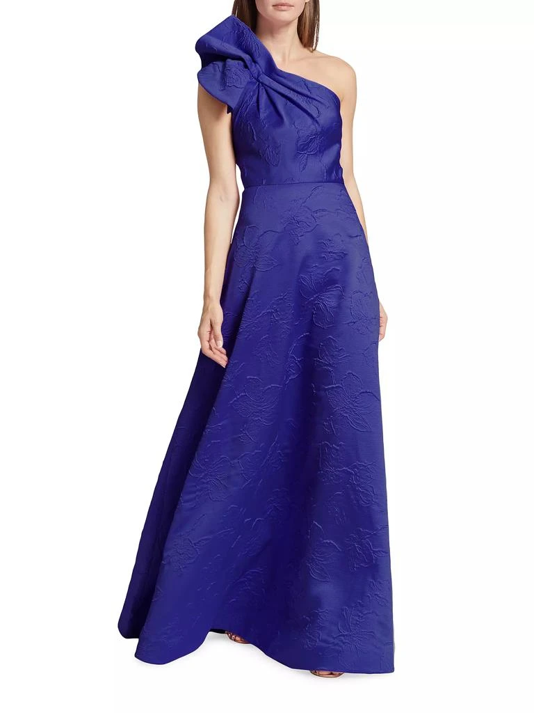 Monique Lhuillier Amira Jacquard One-Shoulder Gown 3