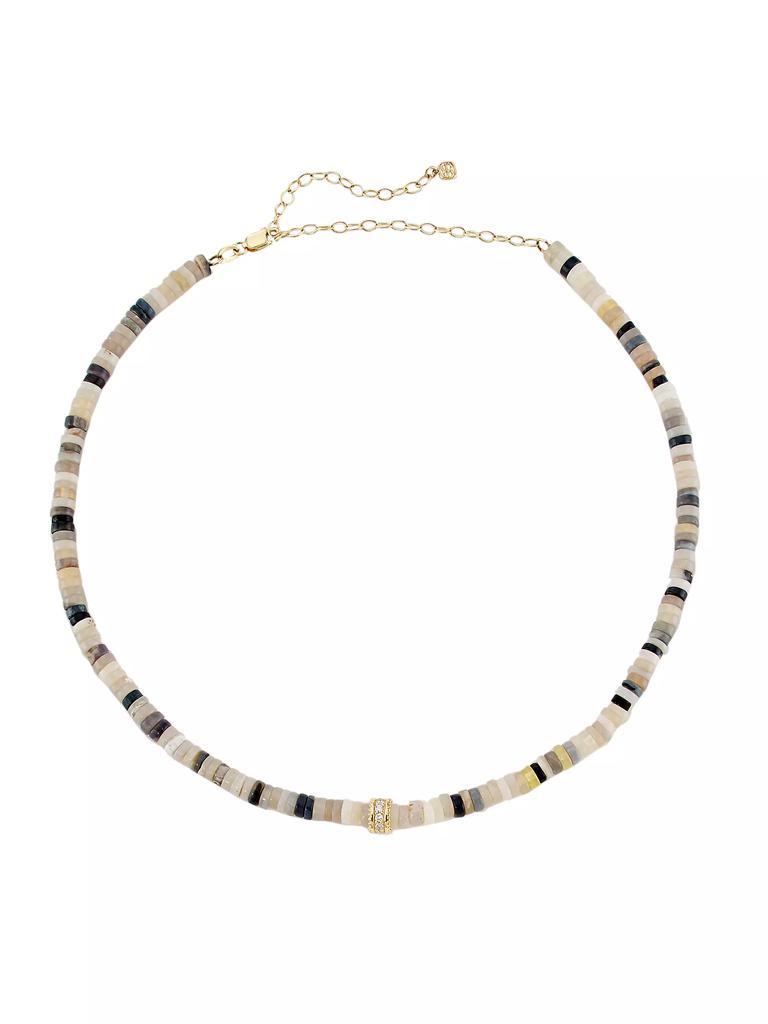 Sydney Evan 14K Yellow Gold, Australian Opal Heishi Bead, & Diamond Choker