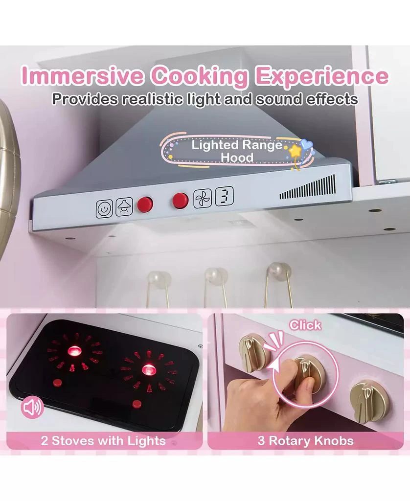 Mecale Pretend Play Kitchen Toy with Range Hood, Ice Maker 
Telephone for Kids  Role Play 4