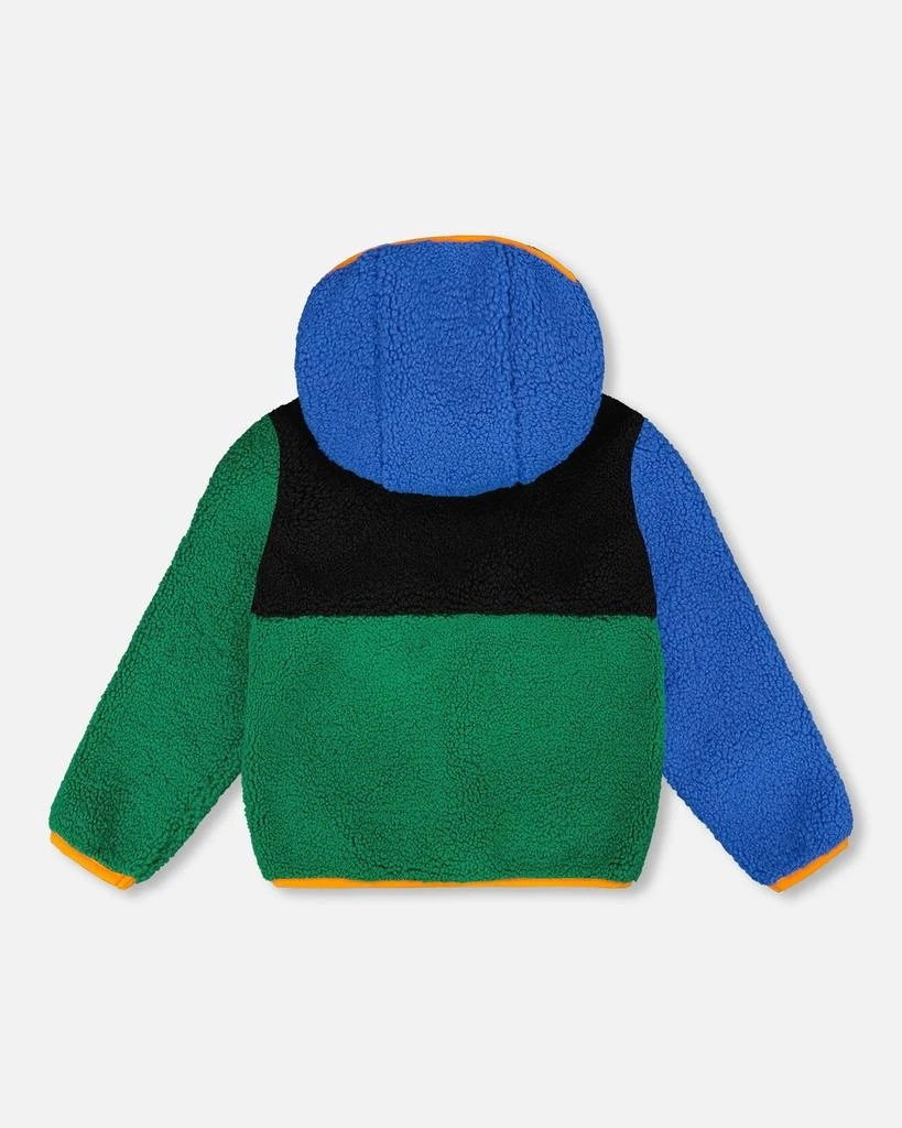 Deux par Deux Long Sleeve Sherpa Jacket Blue Colorblock 3