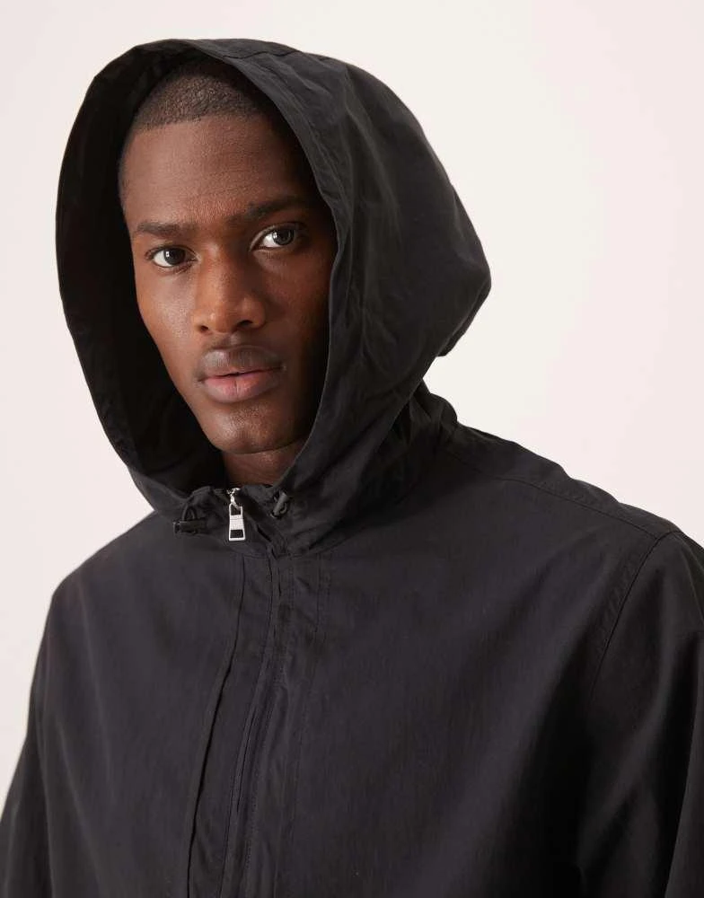 ASOS ASOS DESIGN windbreaker jacket with hood in black 2