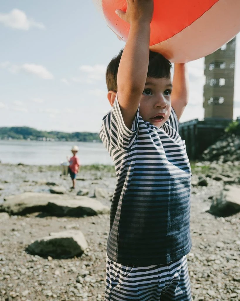 Deux par Deux Organic Cotton Shorts Blue Gradient Stripes 2