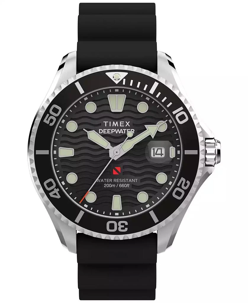 Timex Men's Quartz Analog Black Rubber Watch, 44mm 1