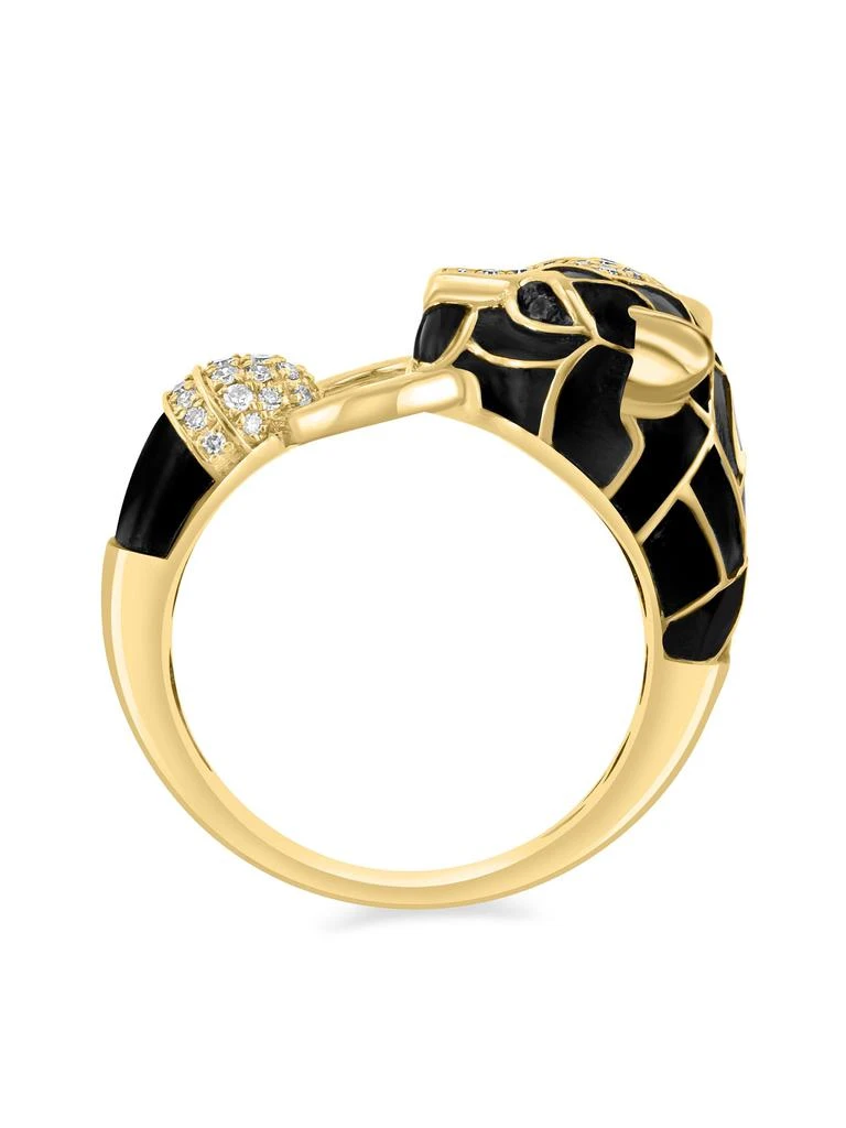 Effy 14K Yellow Gold, 0.15 TCW Diamond, Black Enamel 
Emerald Ring 2