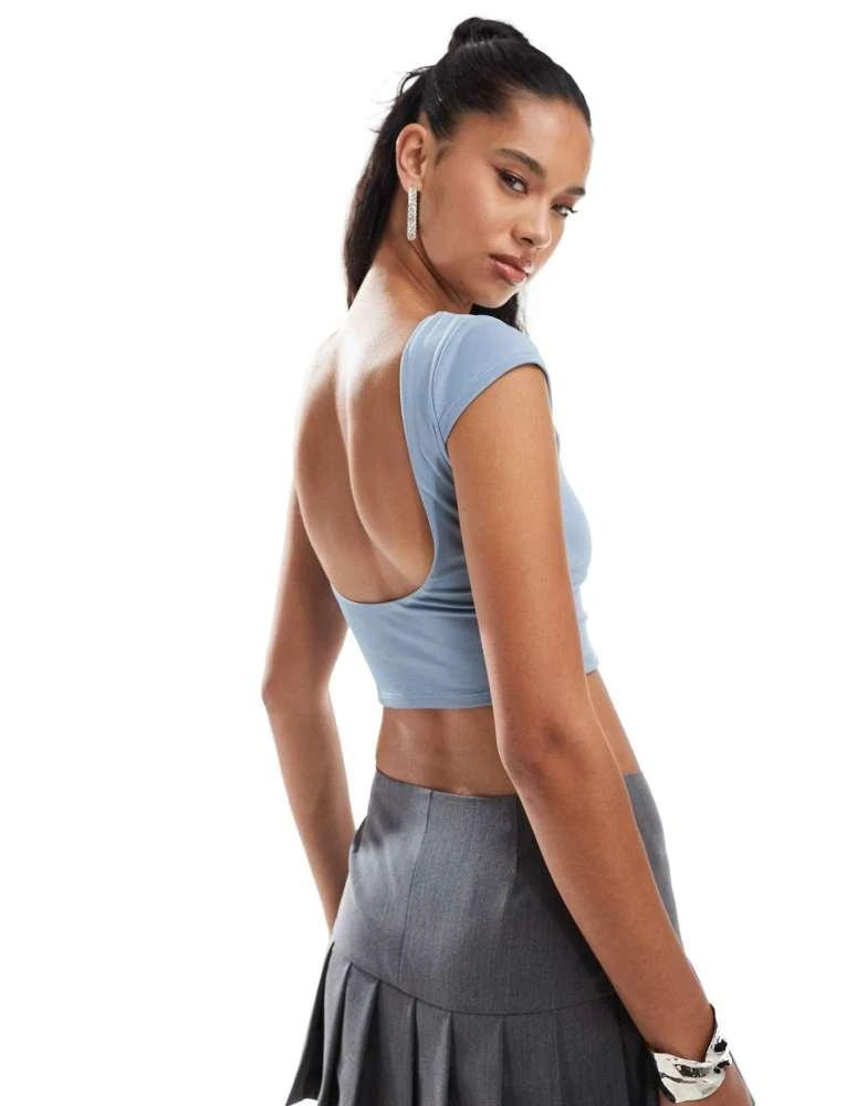 New Look New Look low back crop top in teal 2