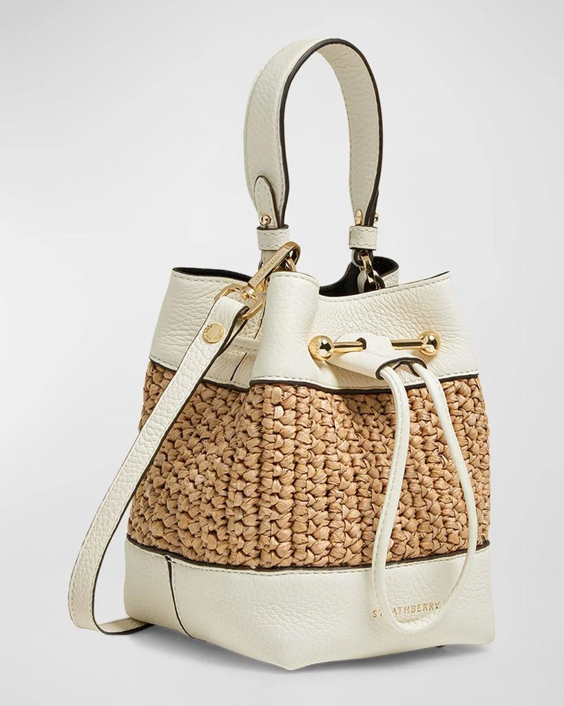 Strathberry Lana Osette Raffia & Leather Bucket Bag 2