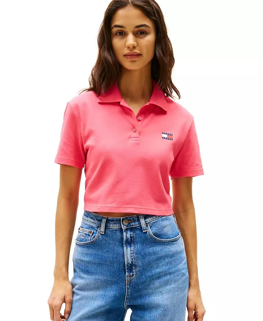 Tommy Jeans Women
s Crop Badge Short-Sleeve Polo Top 1