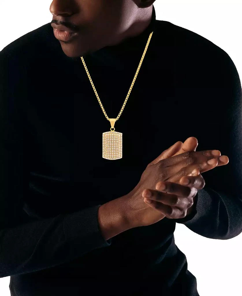 LEGACY for MEN by Simone I. Smith Men's Cubic Zirconia Dog Tag 24" Pendant Necklace in Gold-Tone Ion-Plated Stainless Steel 2