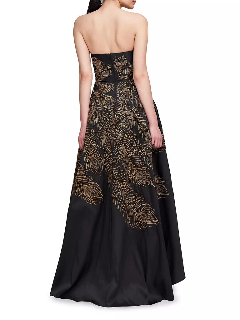 Theia Erica Feather-Embroidered Strapless Gown 5