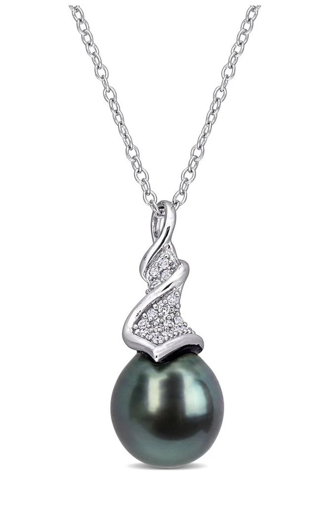 DELMAR Diamond
Black Tahitian Cultured Pearl Twist Drop Pendant - 0.09ct.