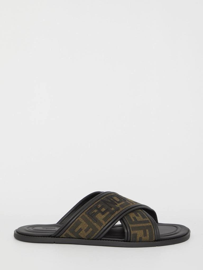 Fendi Fendi FF Logo Detail Crossed Slides 1