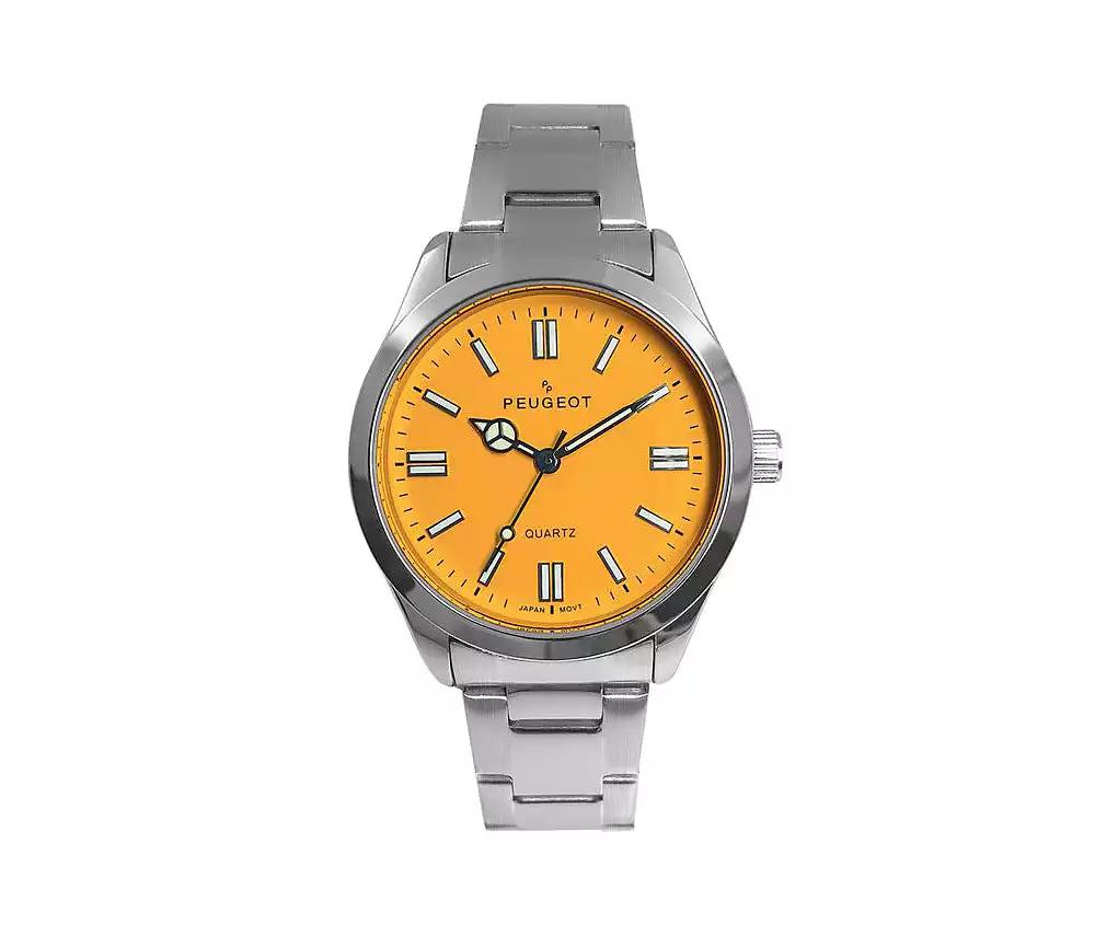 Peugeot Women's 36mm Sport Watch with Yellow Dial and Stainless Steel Bracelet