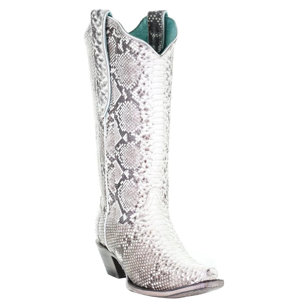 Corral Boots Snakeskin Snip Toe Pull On Cowboy Boots 2