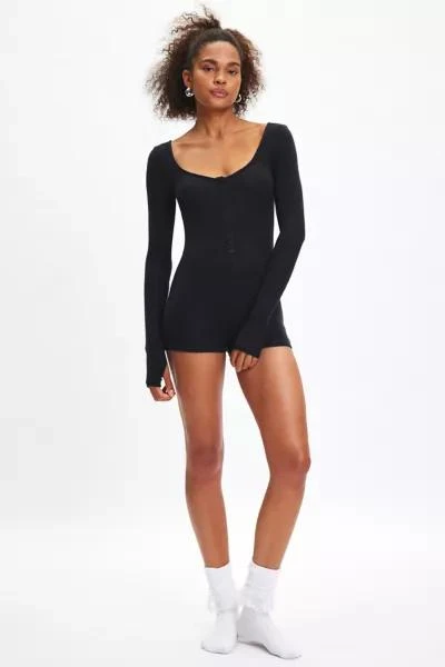 Out From Under Out From Under Lounge Around Knit Henley Romper 3