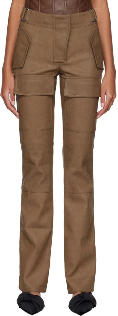 Misbhv Tan Moto Faux-Leather Trousers 1