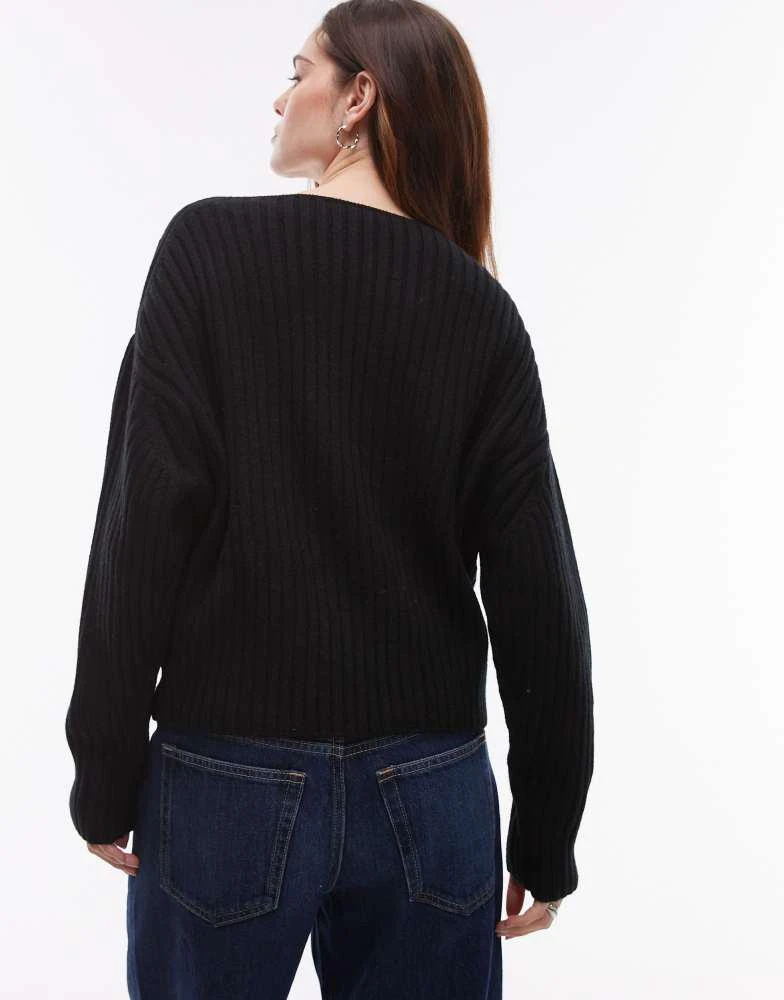ARKET ARKET wool knitted sweater with asymmetric off-shoulder in black 4
