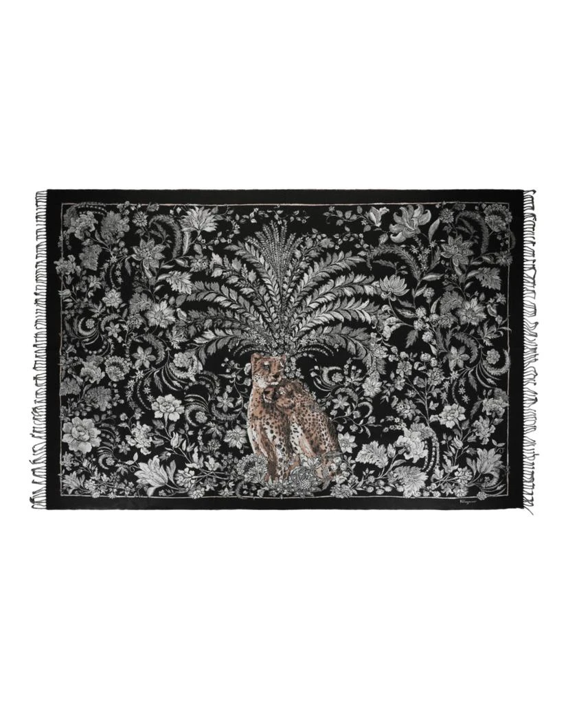 Salvatore Ferragamo Leopard Baroque Print Throw Blanket