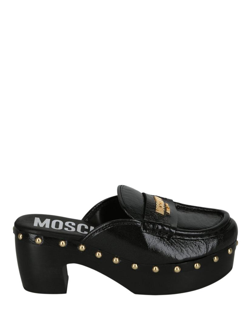 Moschino Patent Leather Logo Clogs