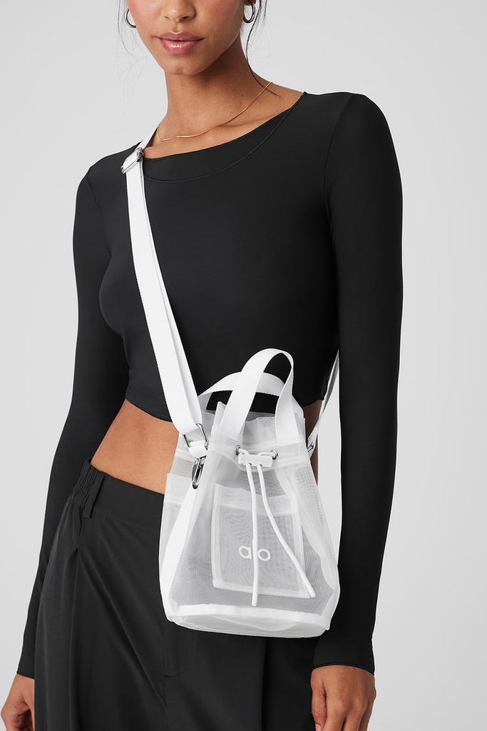 Alo Sheer Cross Body Bucket Bag - White - Crossbody Bags - Free