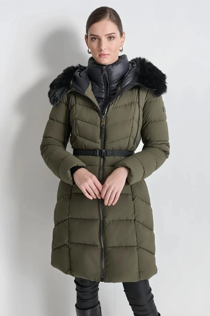 DKNY BIBBED FAUX-FUR HOODED PUFFER 3