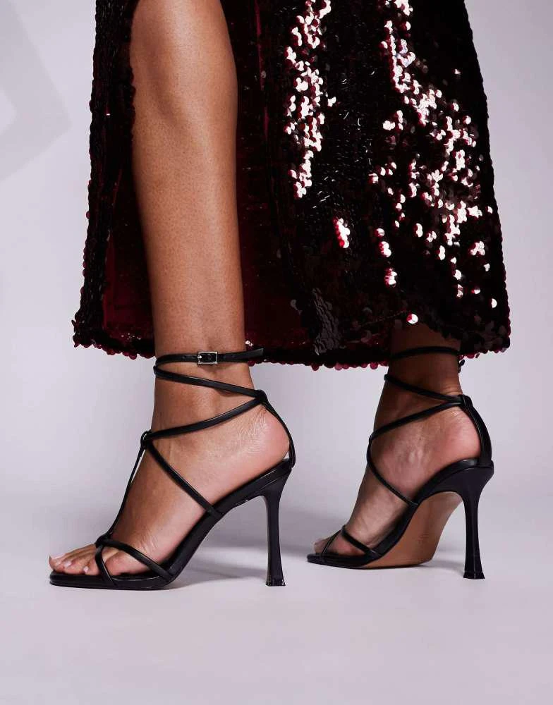 ASOS ASOS DESIGN Wide Fit Nobel caged high heeled sandals in black 4