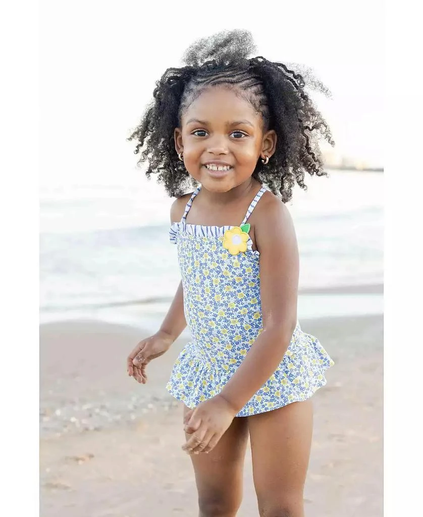 Florence Eiseman Little Girls Floral Skirted Swimsuit with Flower 4