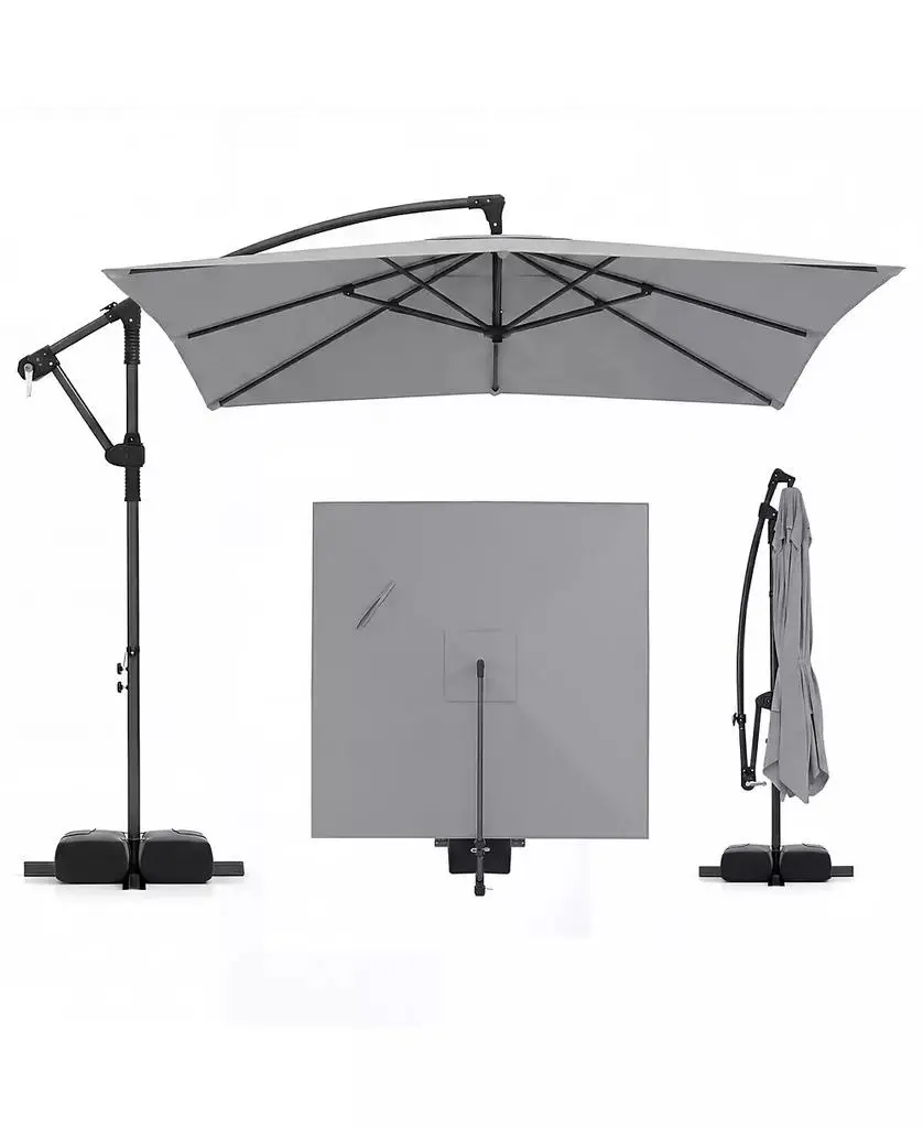 Gymax 8 x 8 Feet Offset Cantilever Patio Umbrella Square Hanging Outdoor Market Umbrella Outdoor