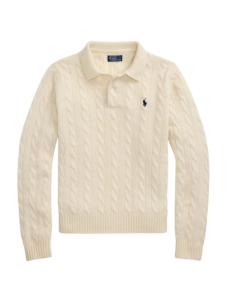 Ralph Lauren Cable-Knit Wool-Cashmere Polo Sweater